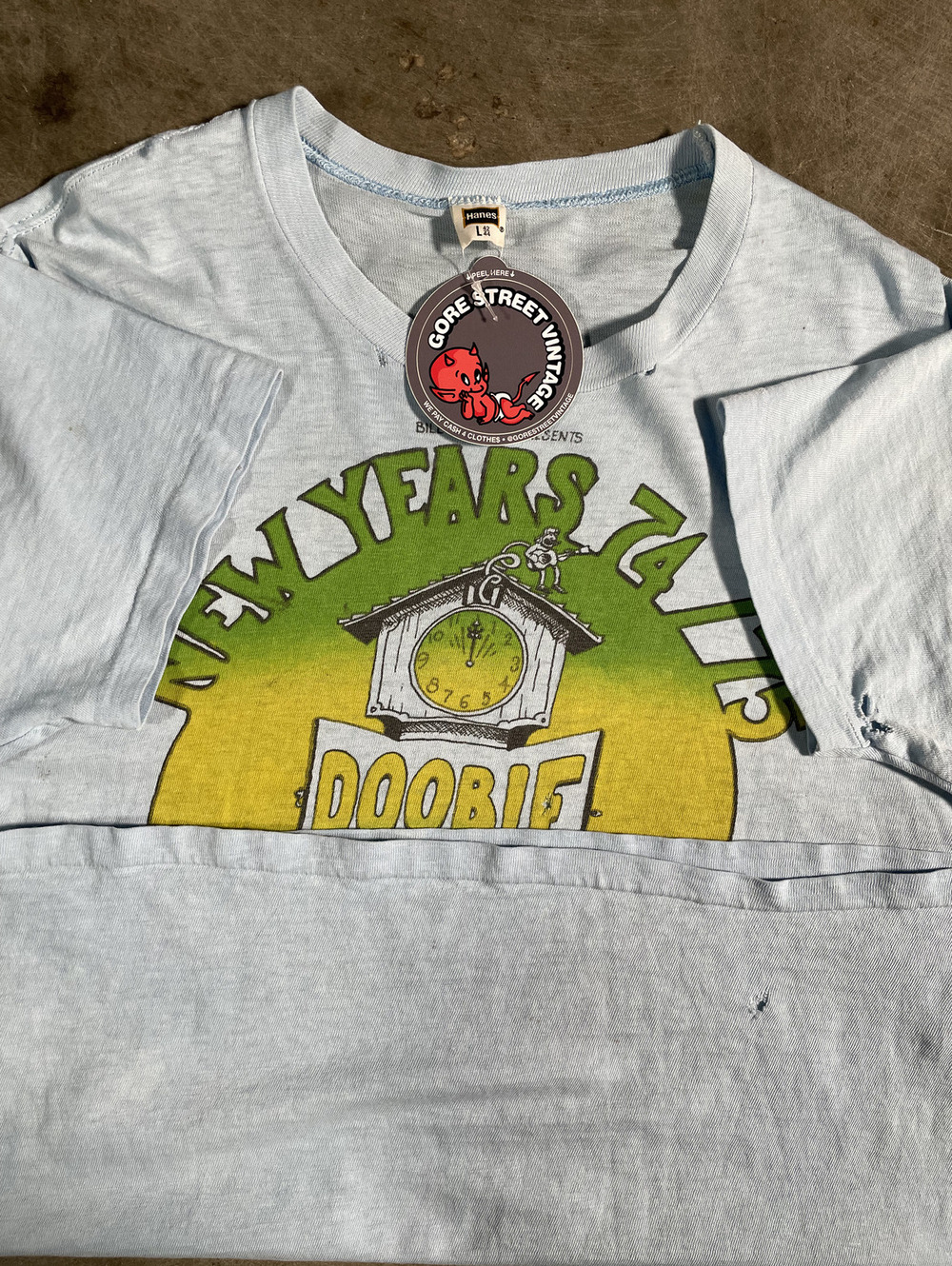Vintage 70s Doobie Brothers Bill Graham Tee L 20x26
